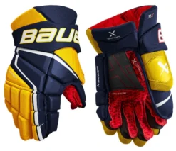 Bauer Vapor 3X Hockey Gloves Intermediate -Hockey Goalie Equipment Store 3X Gloves Navy Gold 1